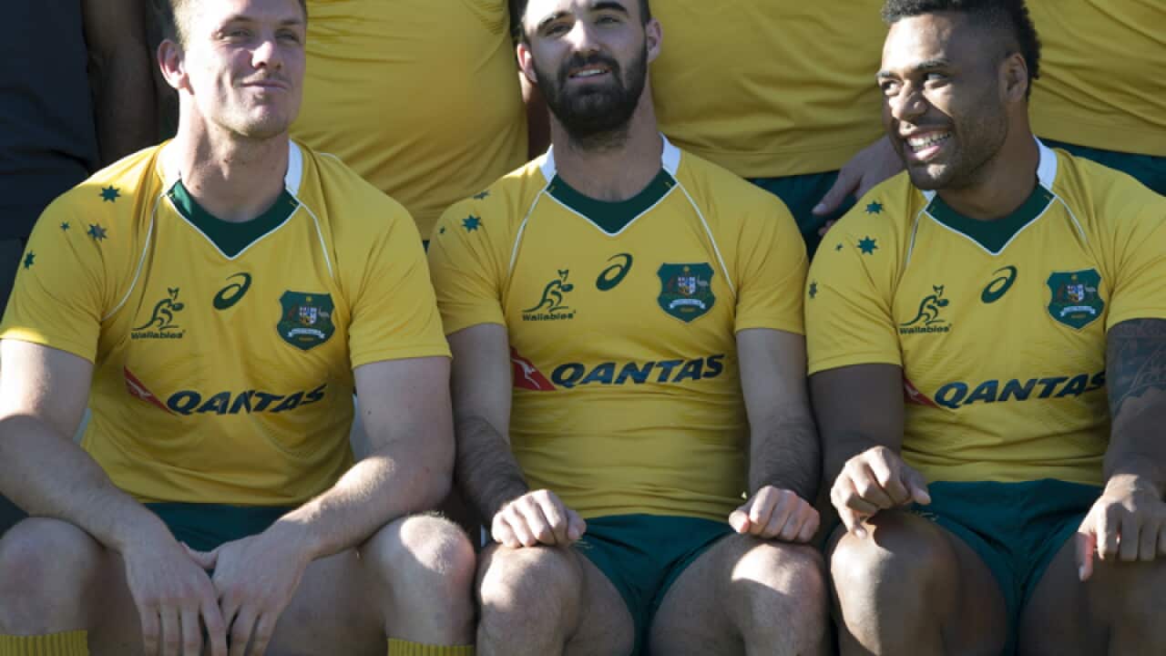 Wallabies debutant Dane Haylett-Petty (L)