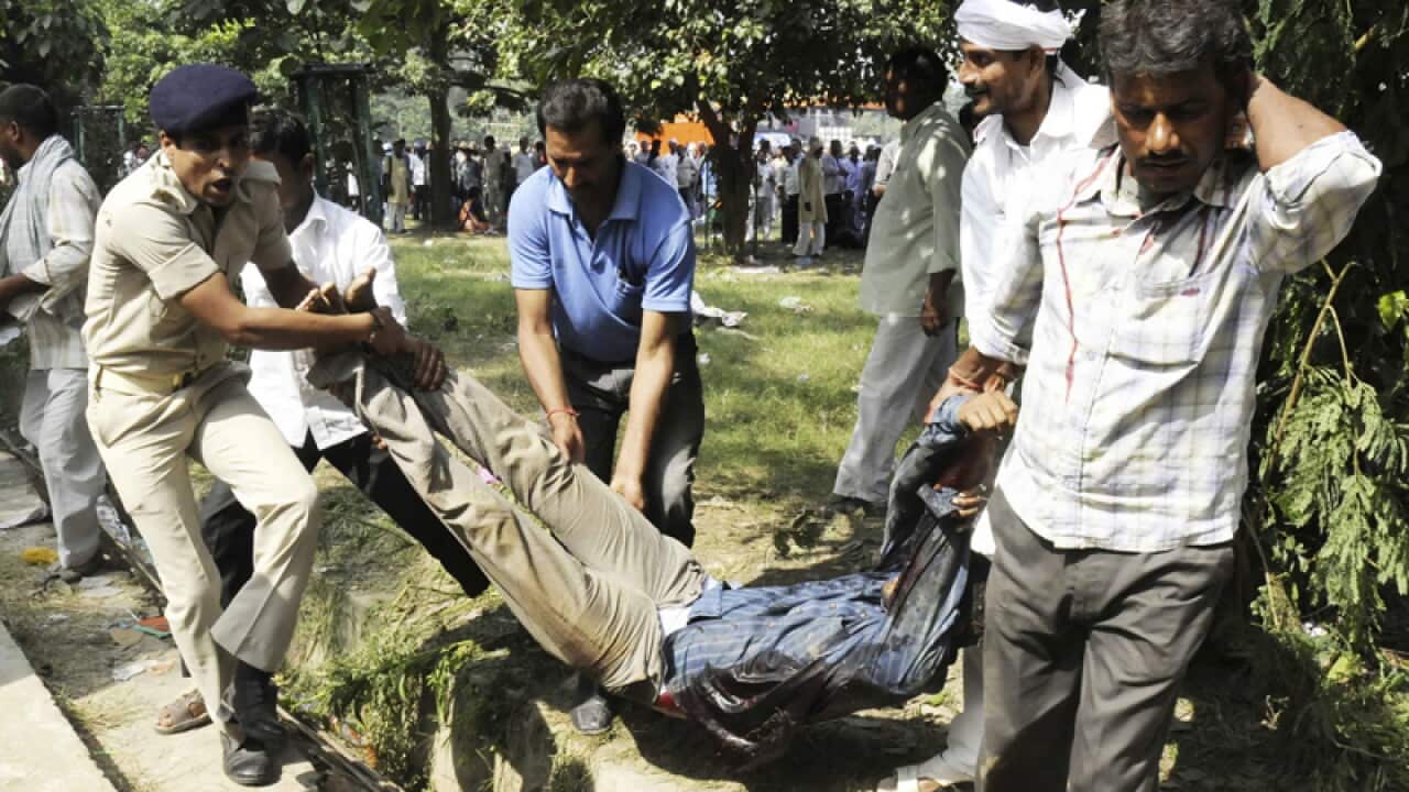 A man injured in a bomb blast in Patna