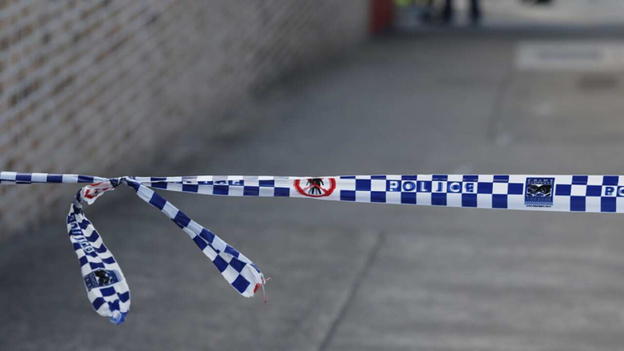 Fire and police emergency services at a scene of a fire in Sydney