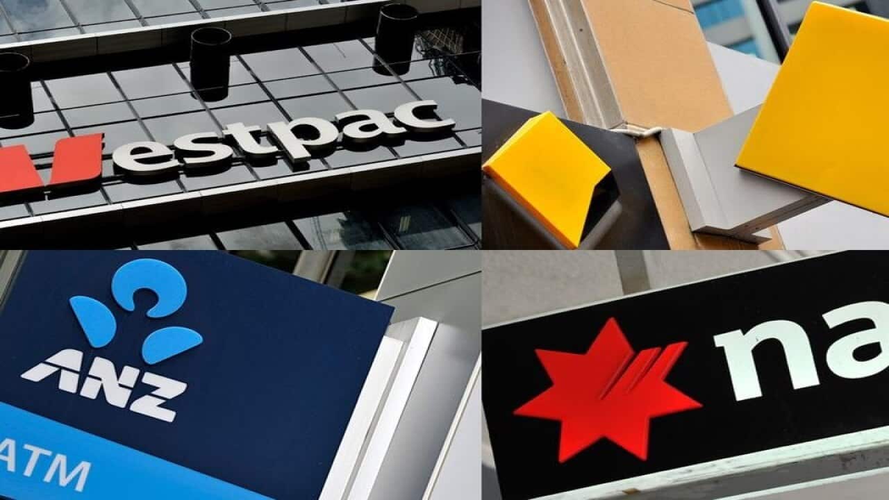 A composite image of the four big banks signs.