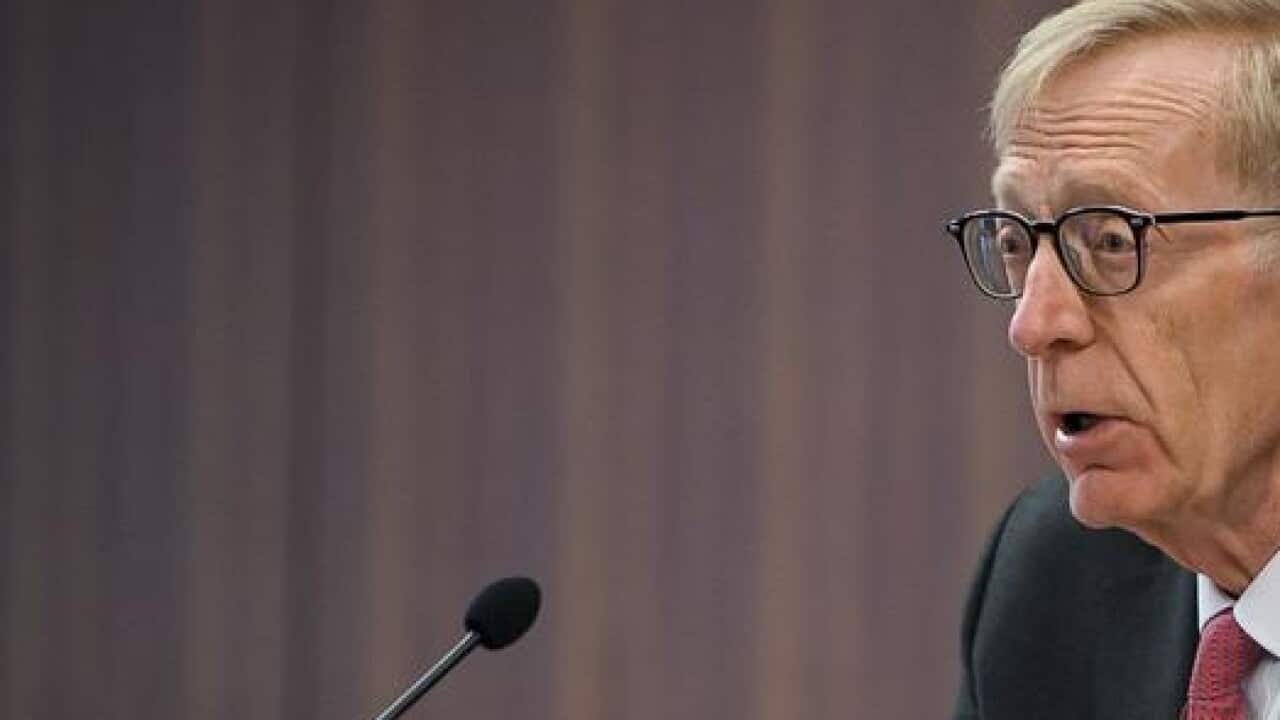 The Commissioner Kenneth Hayne speaks.