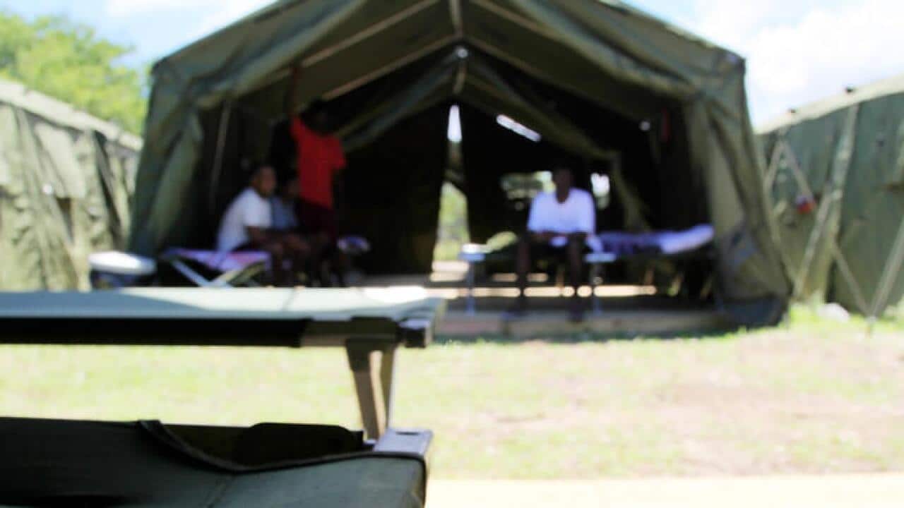 Supplied image of tent accommodation at the federal government's offshore detention centre in Nauru