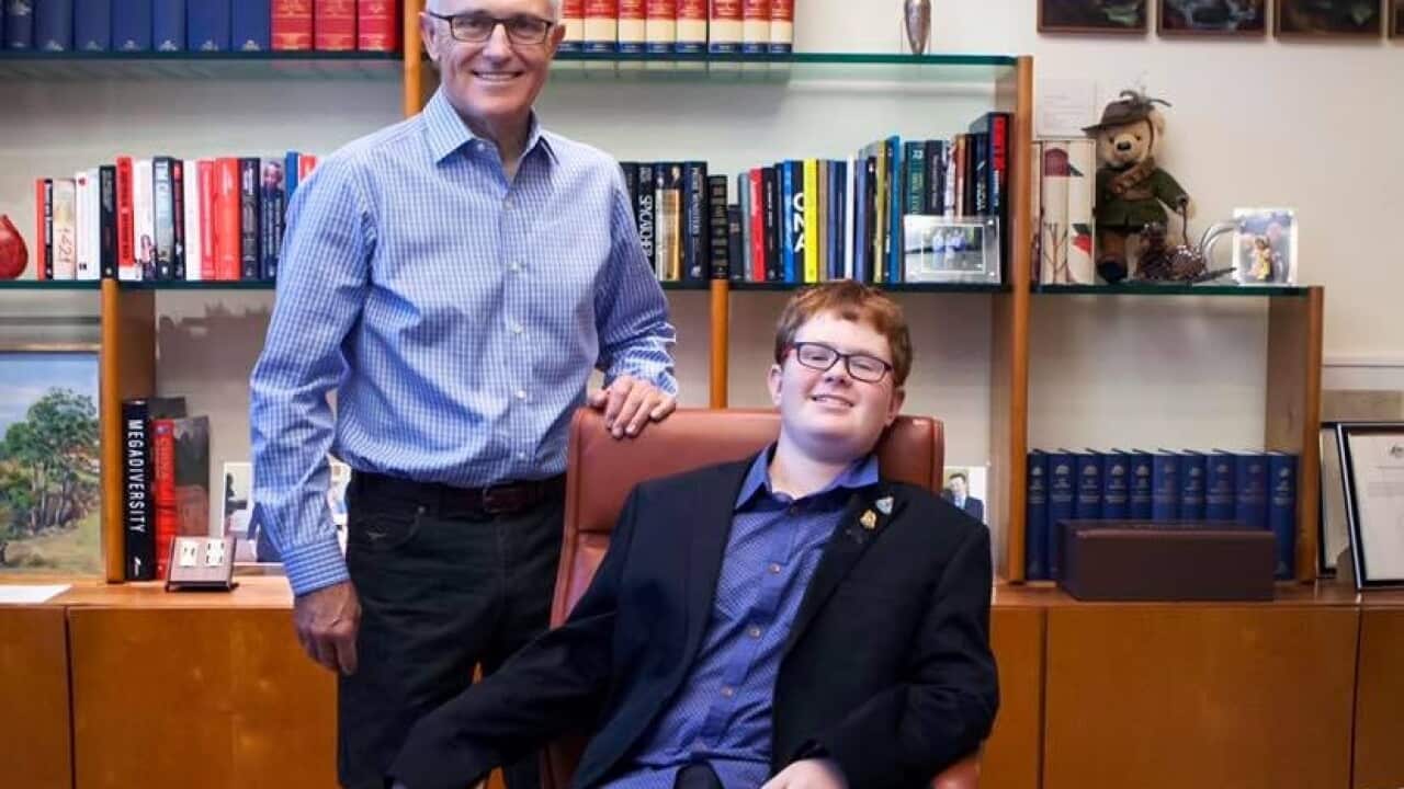 An image from Prime Minister Malcolm Turnbull's Facebook page with Declan