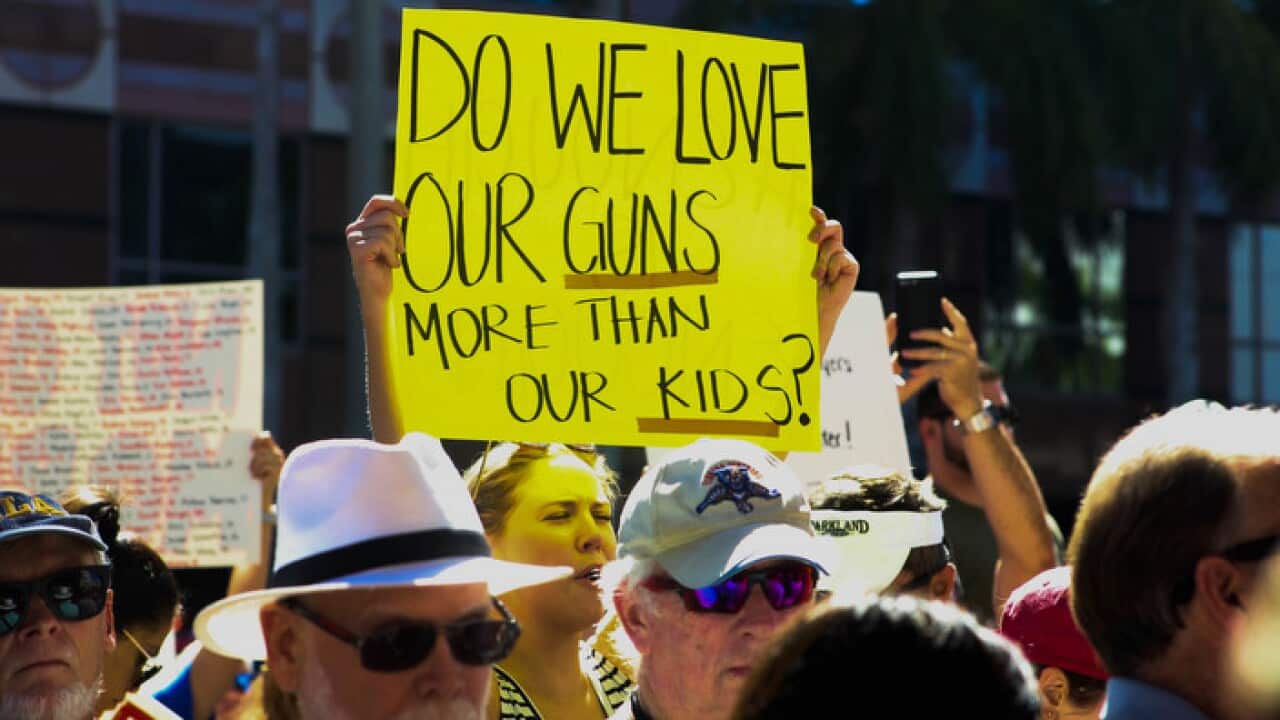 A gun control rally in Parkland, Florida