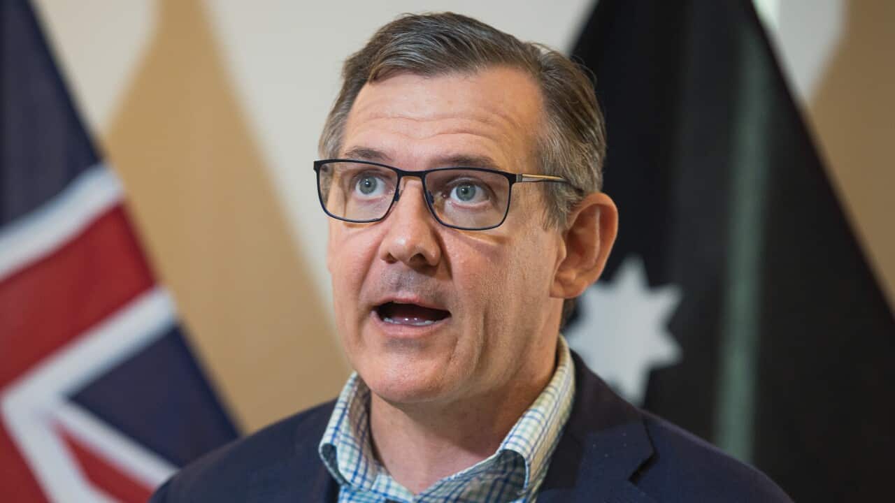 NT Chief Minister Michael Gunner speaks to the media during press conference.