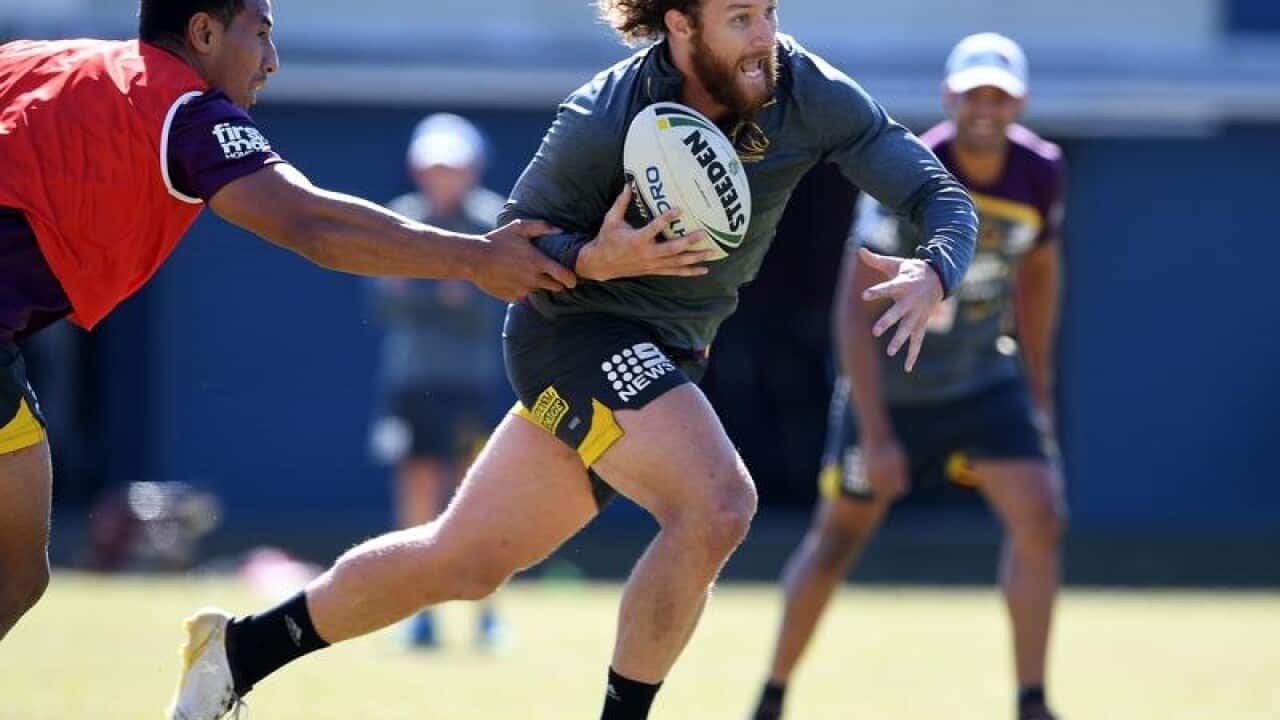 Korbin Sims during a Brisbane Broncos training session