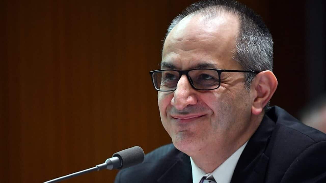 Secretary of the Home Affairs Department Mike Pezzullo appears before a Senate Estimates hearing at Parliament House in Canberra.