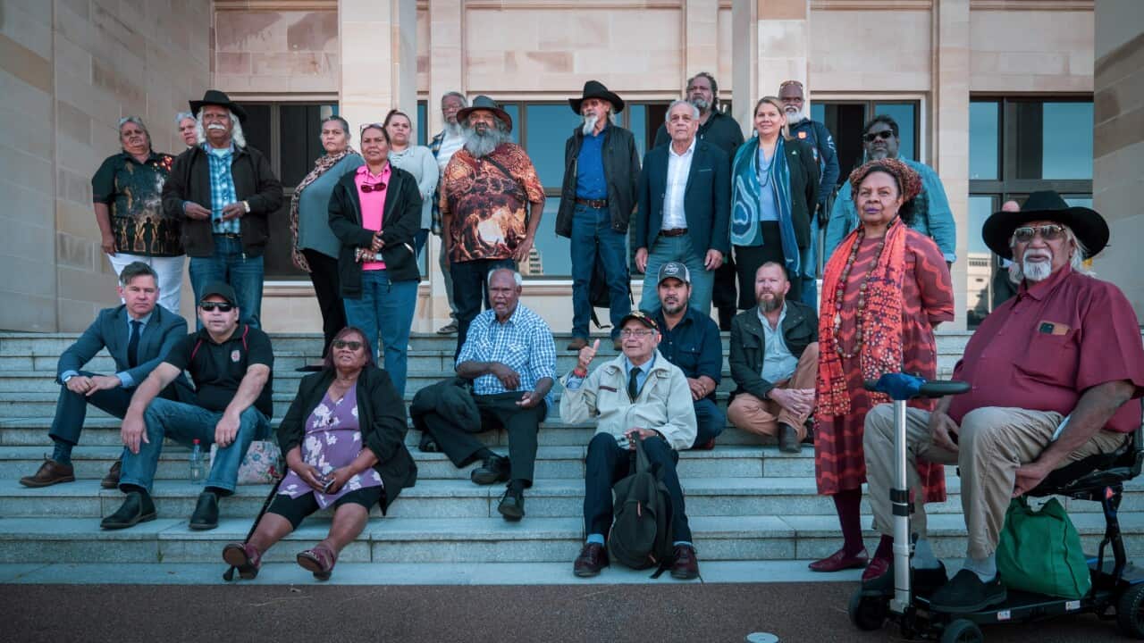 WA Traditional Owners outside the state's parliament.