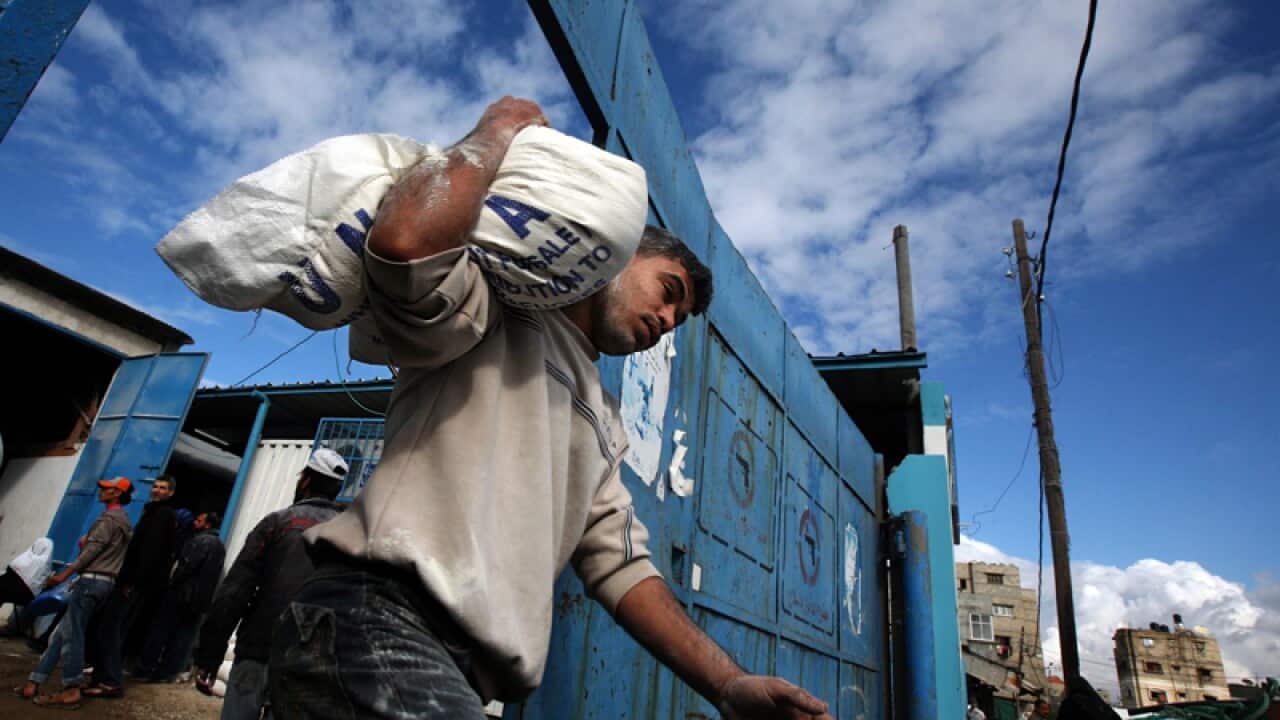 An UN distribution center in the west of Gaza City