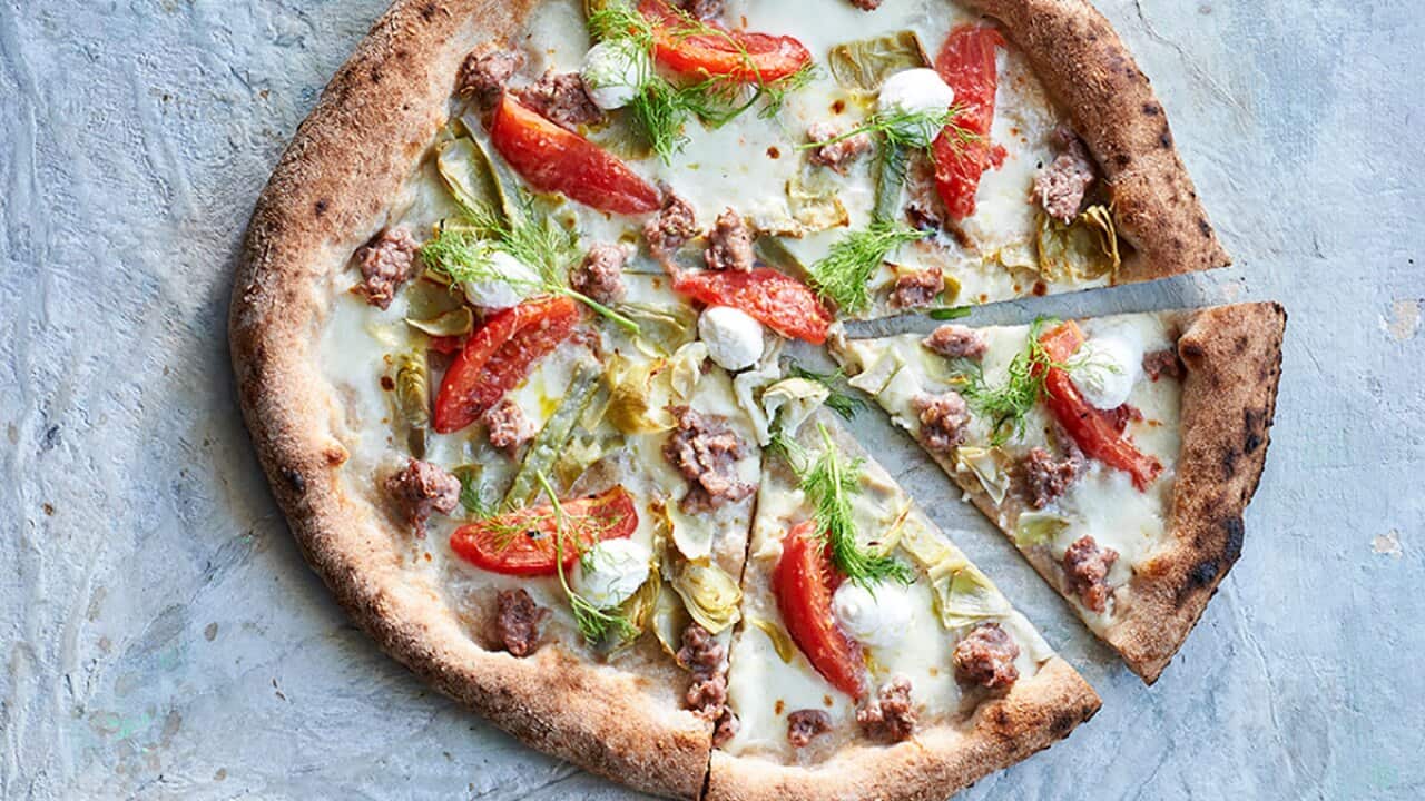 Pork and fennel sausage pizza