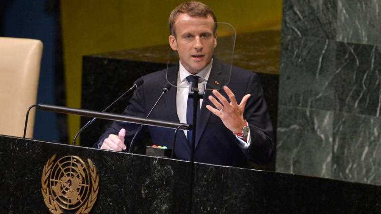 French President Emmanuel Macron addresses the 73rd United Nations General Assembly.