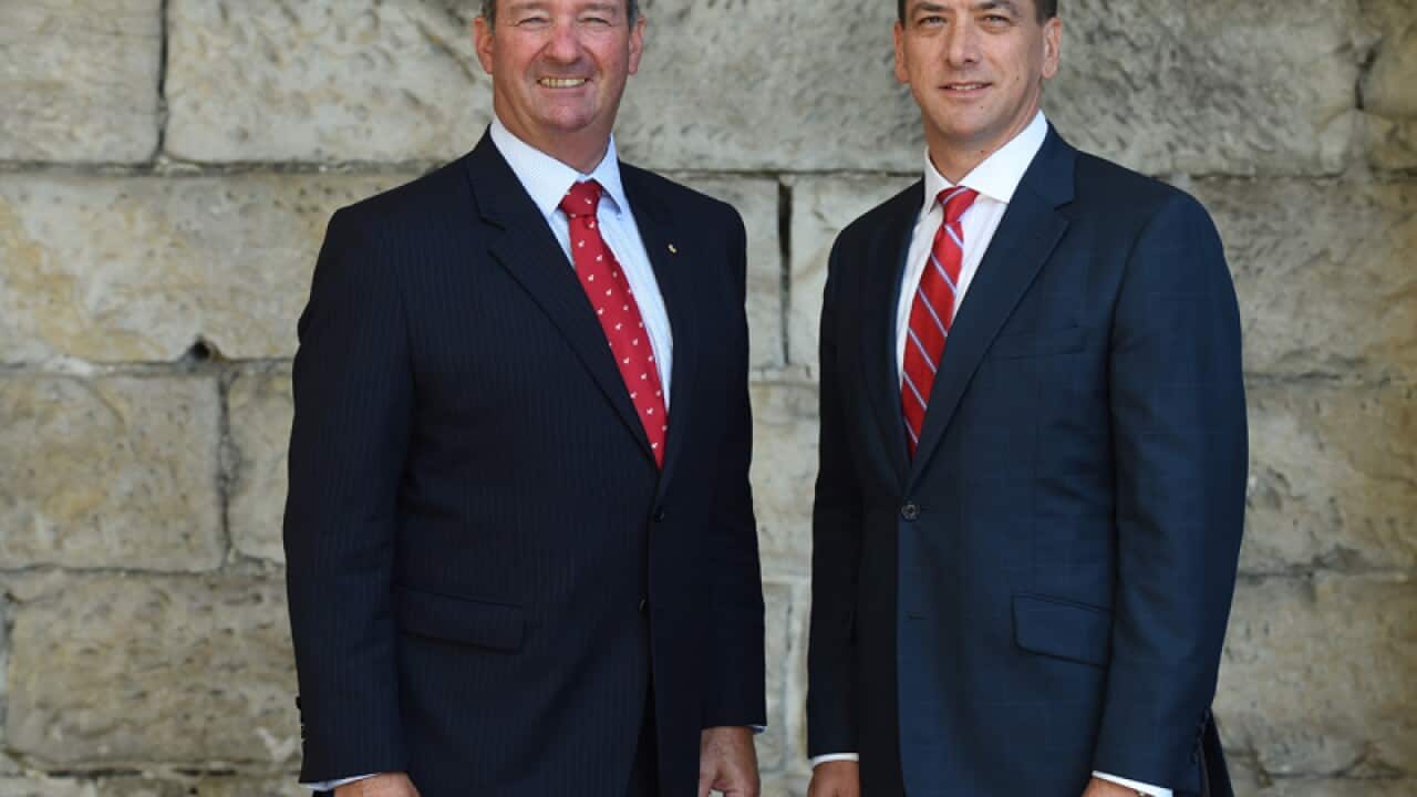 Whitehaven Coal chairman Mark Vaile (L) and CEO Paul Flynn