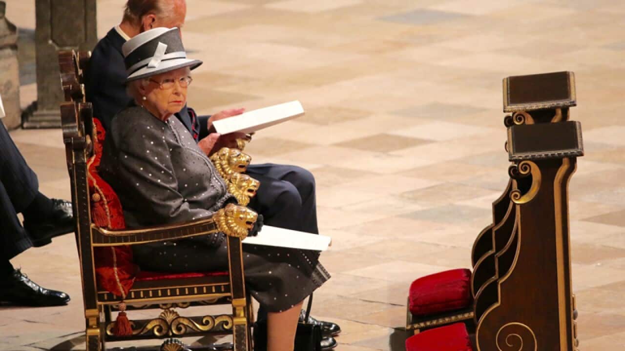 Queen Elizabeth II attending a service at Westminster Abbey