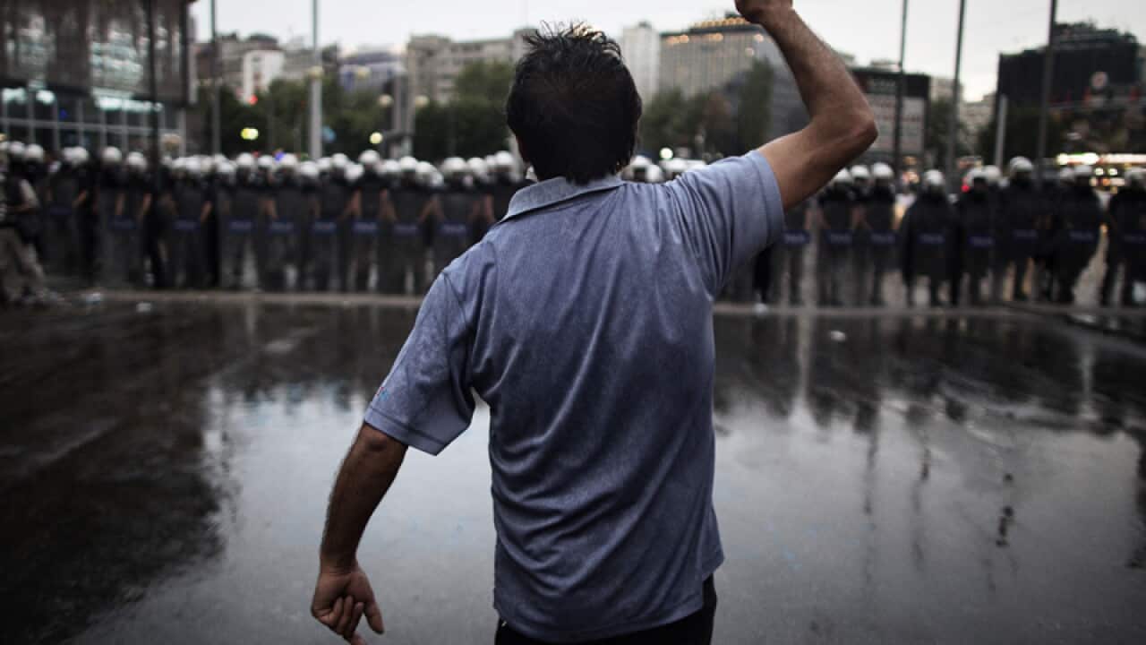 Turkish police have used tear gas to disperse protesters during a nationwide anti-government unrest.