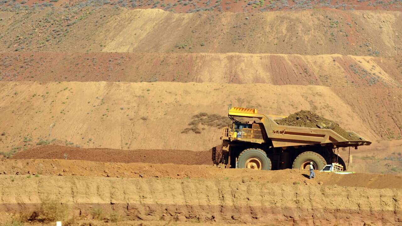 aulage truck at the Rio Tinto West Angelas iron ore mine in the Pilbara region of West Australia