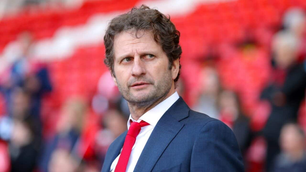 Joe Montemurro looks on prior to an Arsenal Women match