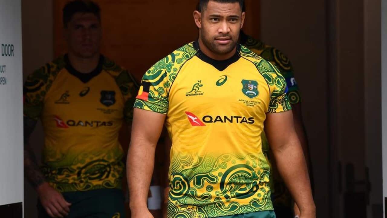 Wallabies player Scott Sio walks onto the field before a captains run.