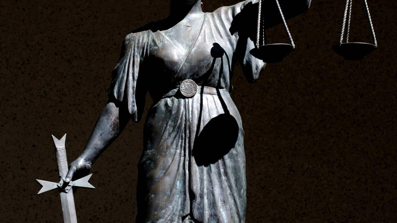 a statue of Themis, the Greek God of Justice, outside the Supreme Court in Brisbane aap.jpg