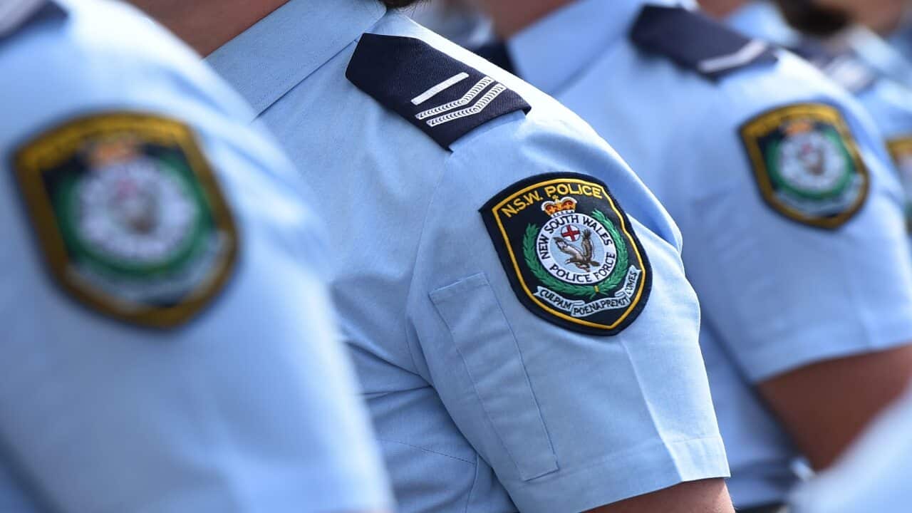 New South Wales Police badges are seen in Sydney, Thursday, Sept. 3, 2015.