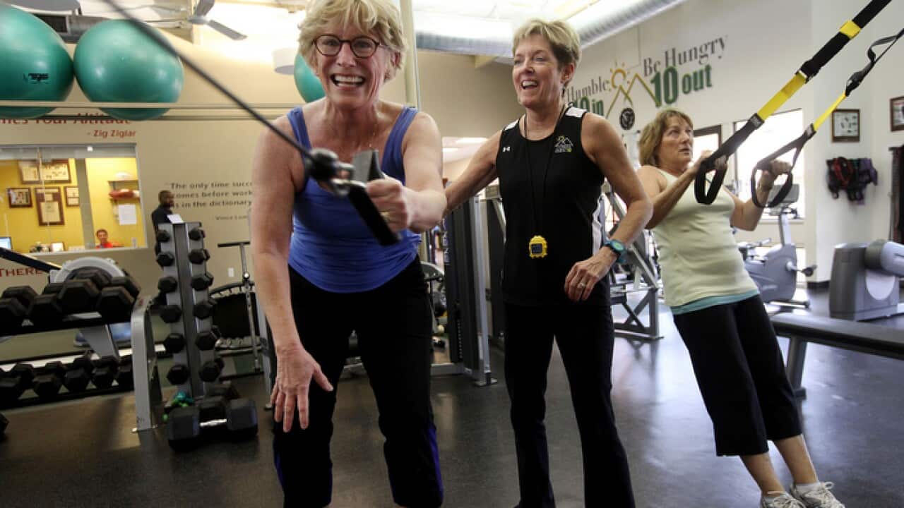 Seniors work-out at gym for increased health benefits