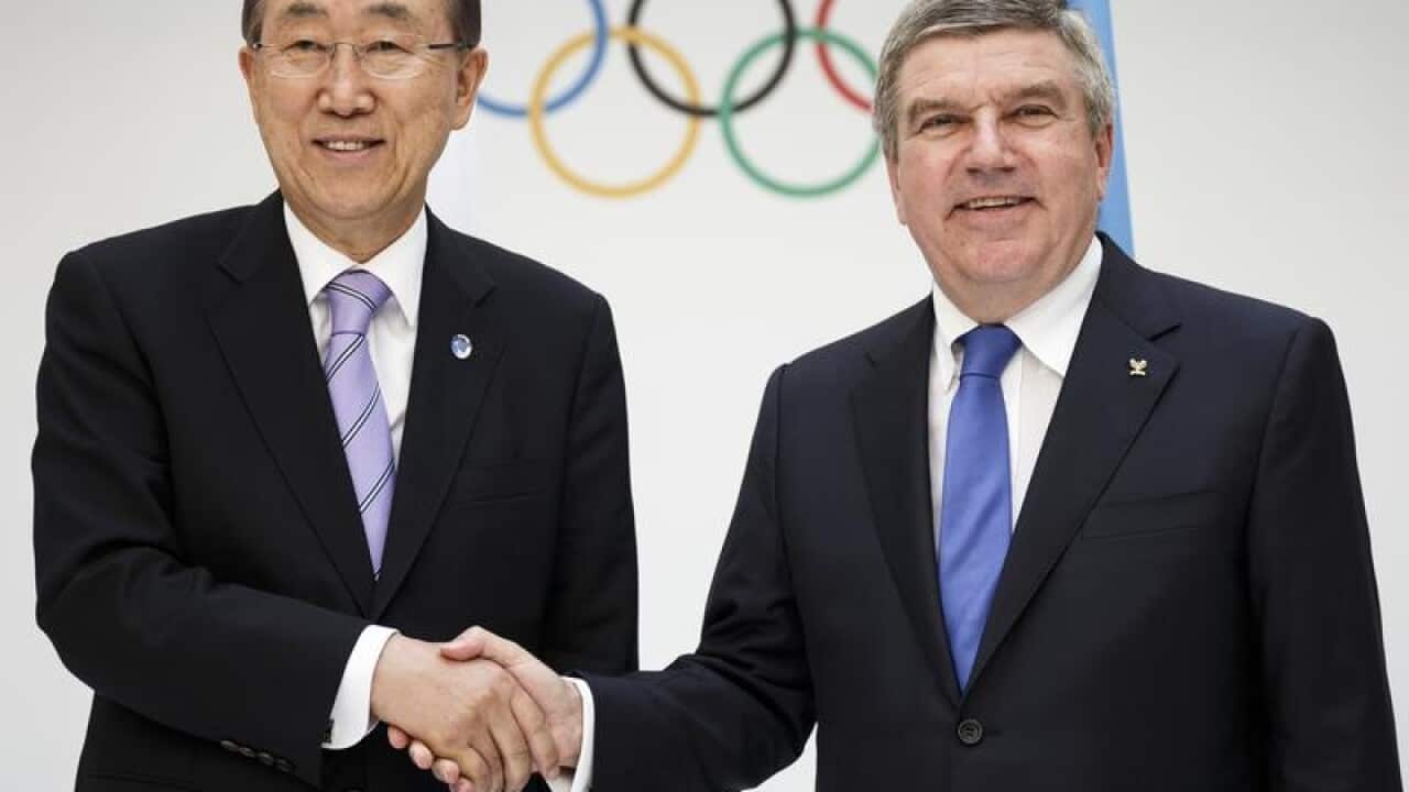Ban Ki-moon and Thomas Bach.