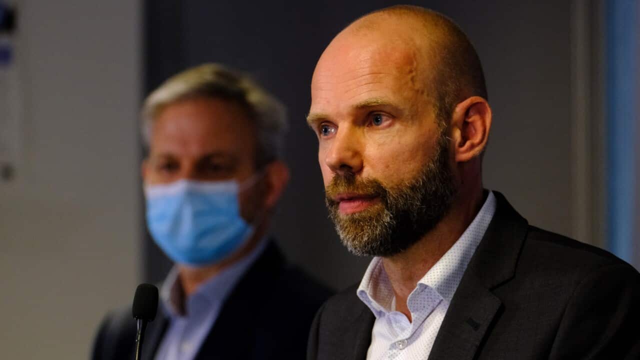 Victorian Chief Health Officer Brett Sutton and Victoria's testing commander Jeroen Weimar