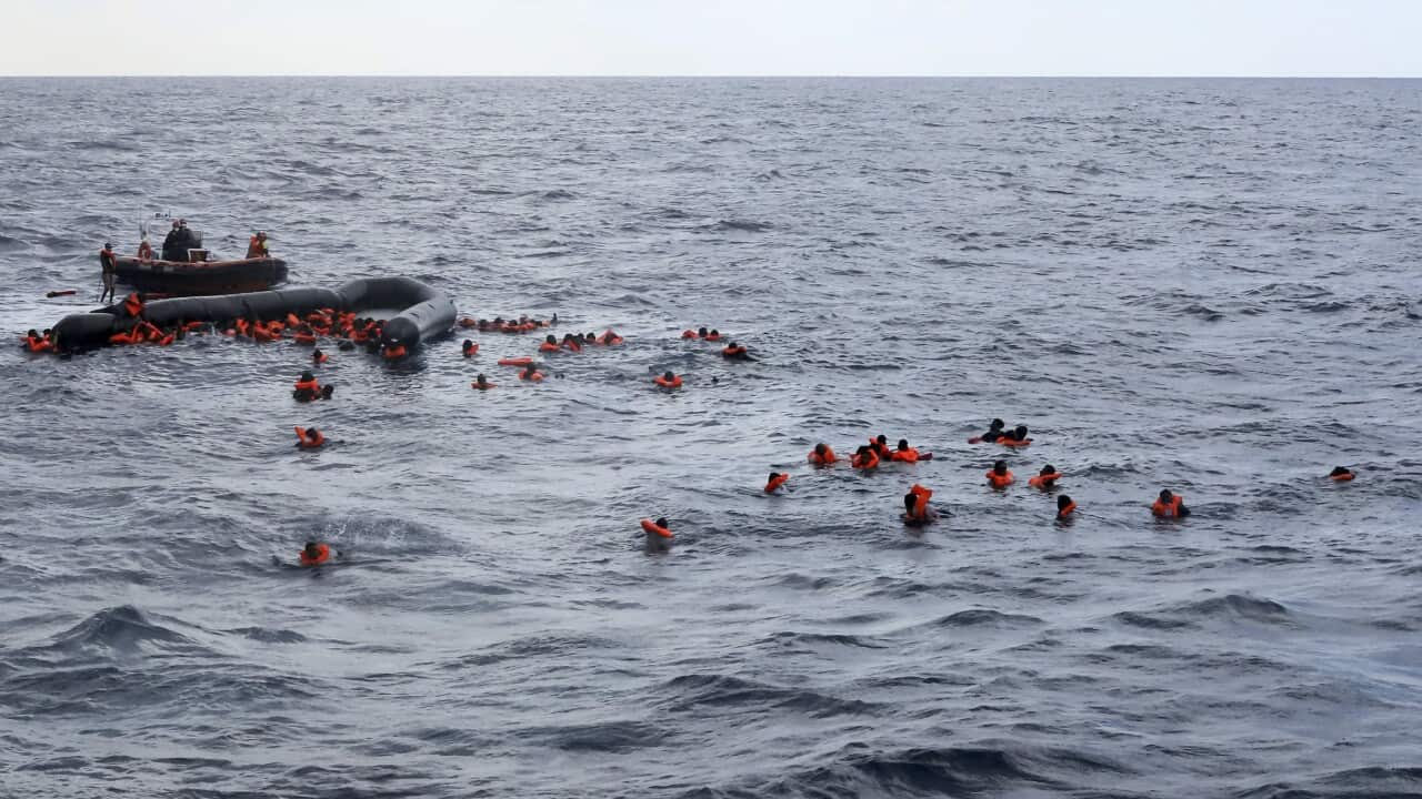 Refugees and migrants are rescued by members of the Spanish NGO Proactiva Open Arms, after leaving Libya trying to reach European soil.