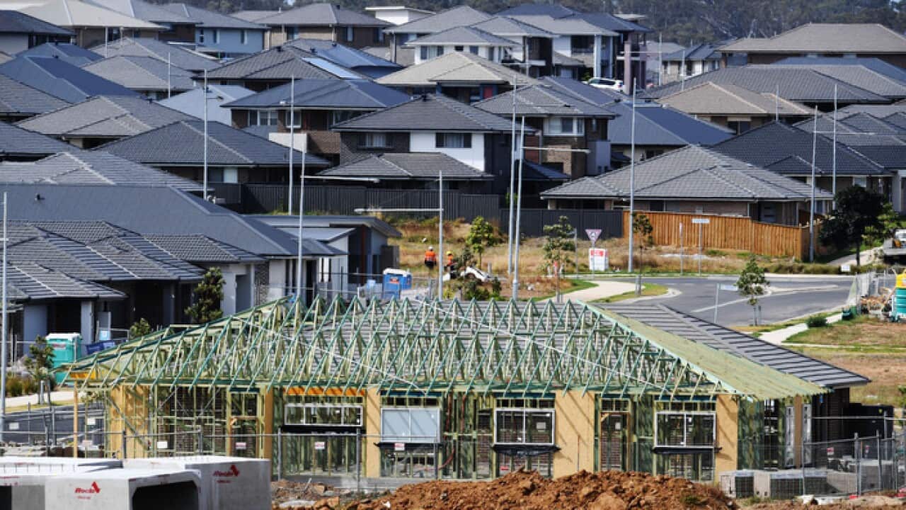A new housing estate is seen at Oran Park in Sydney, Tuesday, October 17, 2017. (AAP Image/Brendan Esposito) NO ARCHIVING