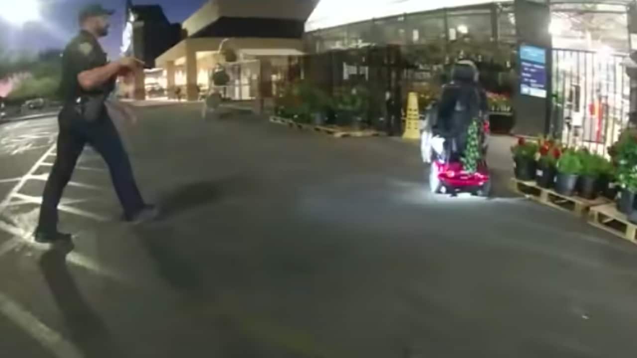 A still image from the bodycam footage released by police