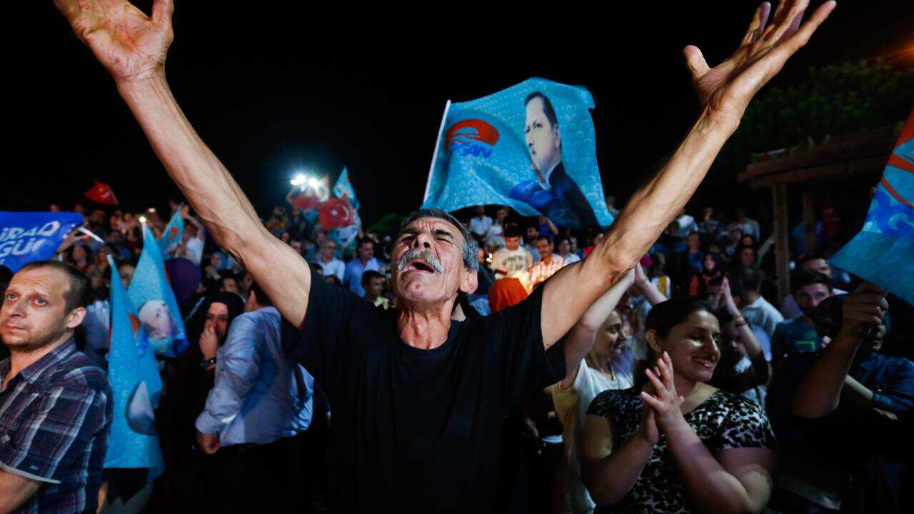 Man celebrates Erdogan victory in Turkey