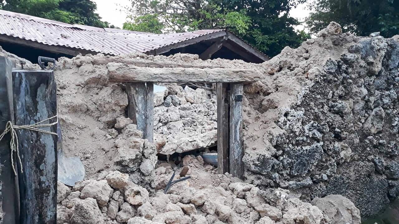 A damaged house after an earthquake in Itbayat, Batanes province, Philippines.
