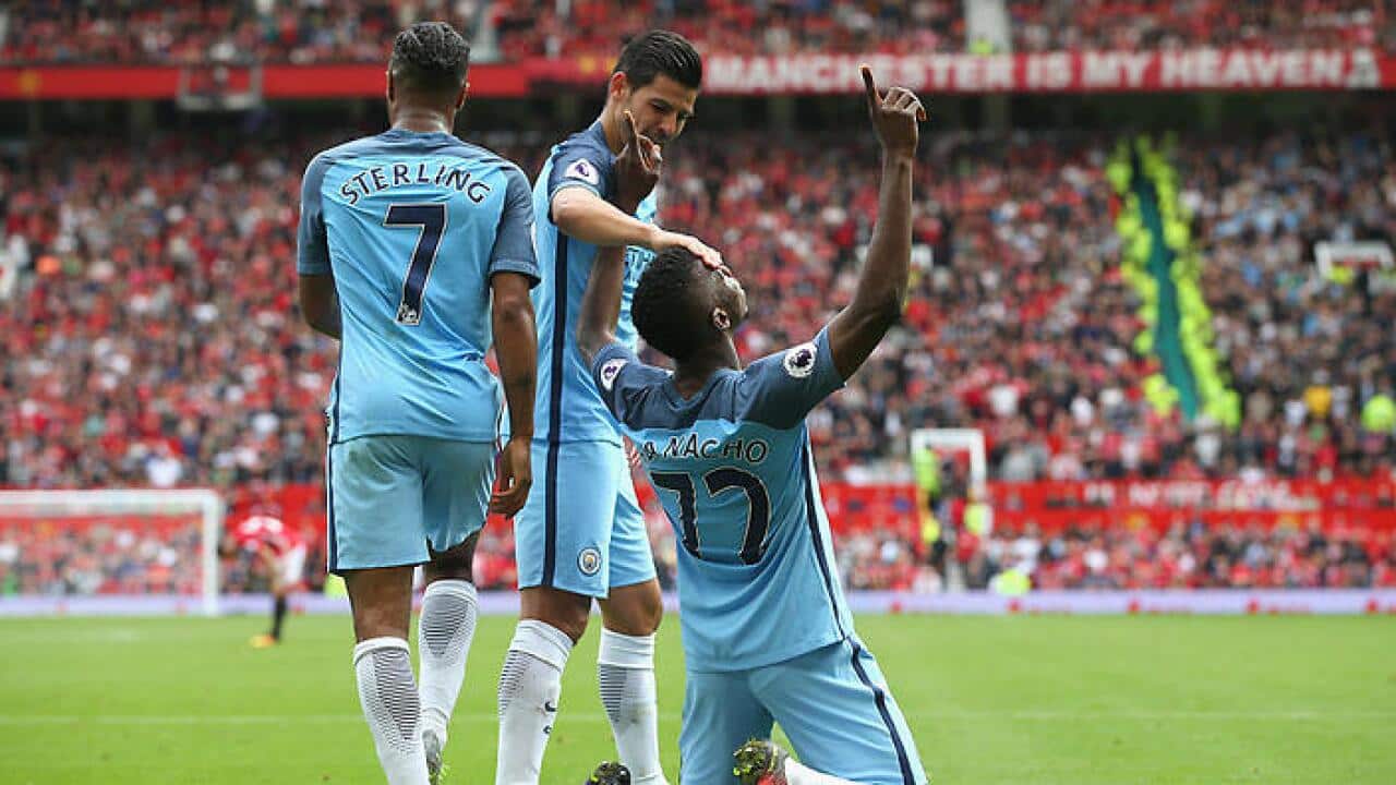 Kelechi Iheanacho after scoring Manchester City's second.
