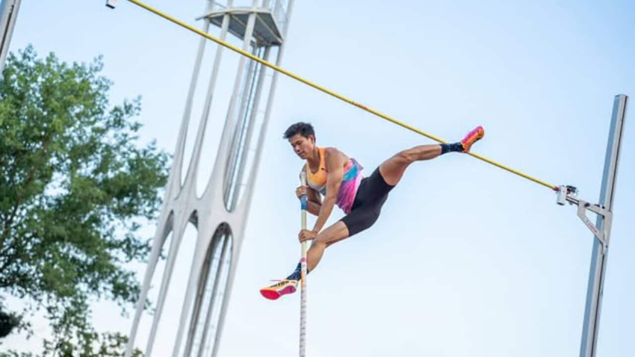 Filipino pole vaulter EJ Obiena wins gold in Germany with 5.76m vault at 1st International Pole Vault Meeting.