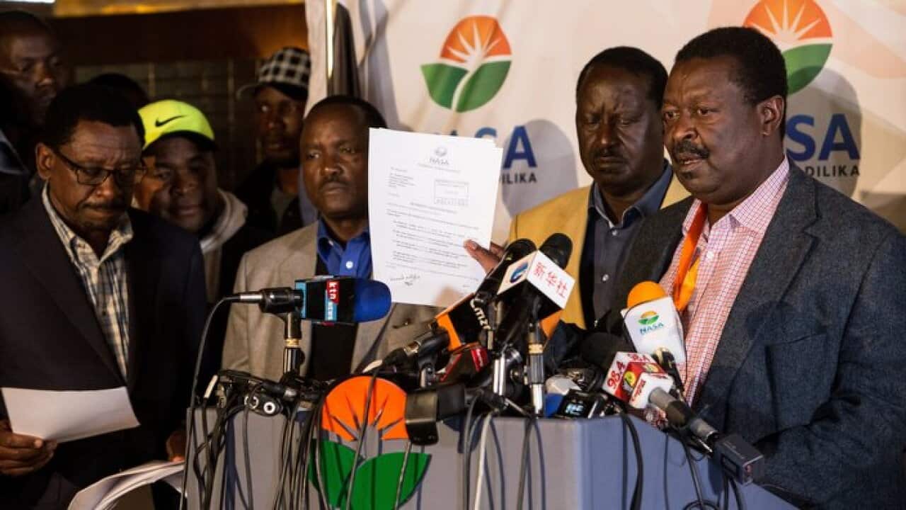 Kinara wa muungano wa NASA Musalia Mudavadi akizungumza na vyombo vya habari