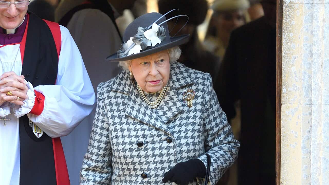Queen Elizabeth II attends church at St Mary the Virgin church at Hillington in Sandringham.