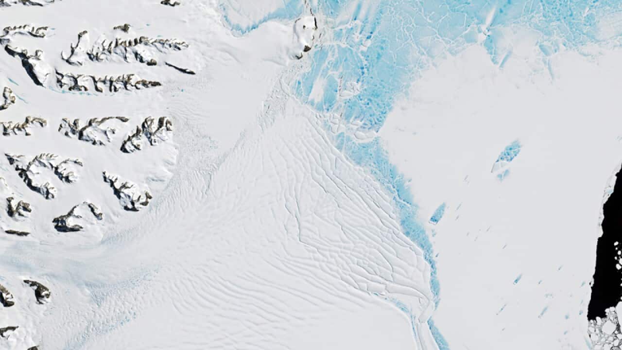 A crack in the Larsen C ice shelf in Antarctica