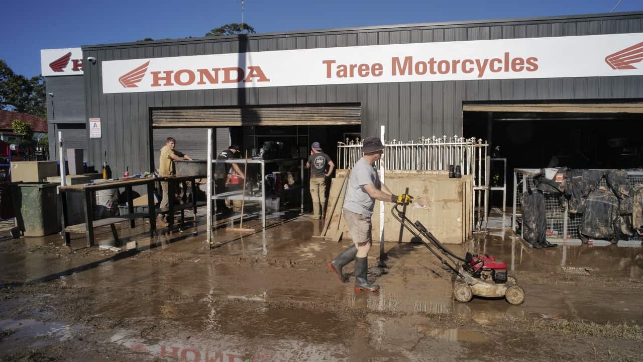 Local businesses cleaning up after flooding in Taree, New South Wales, Saturday, May 24, 2025