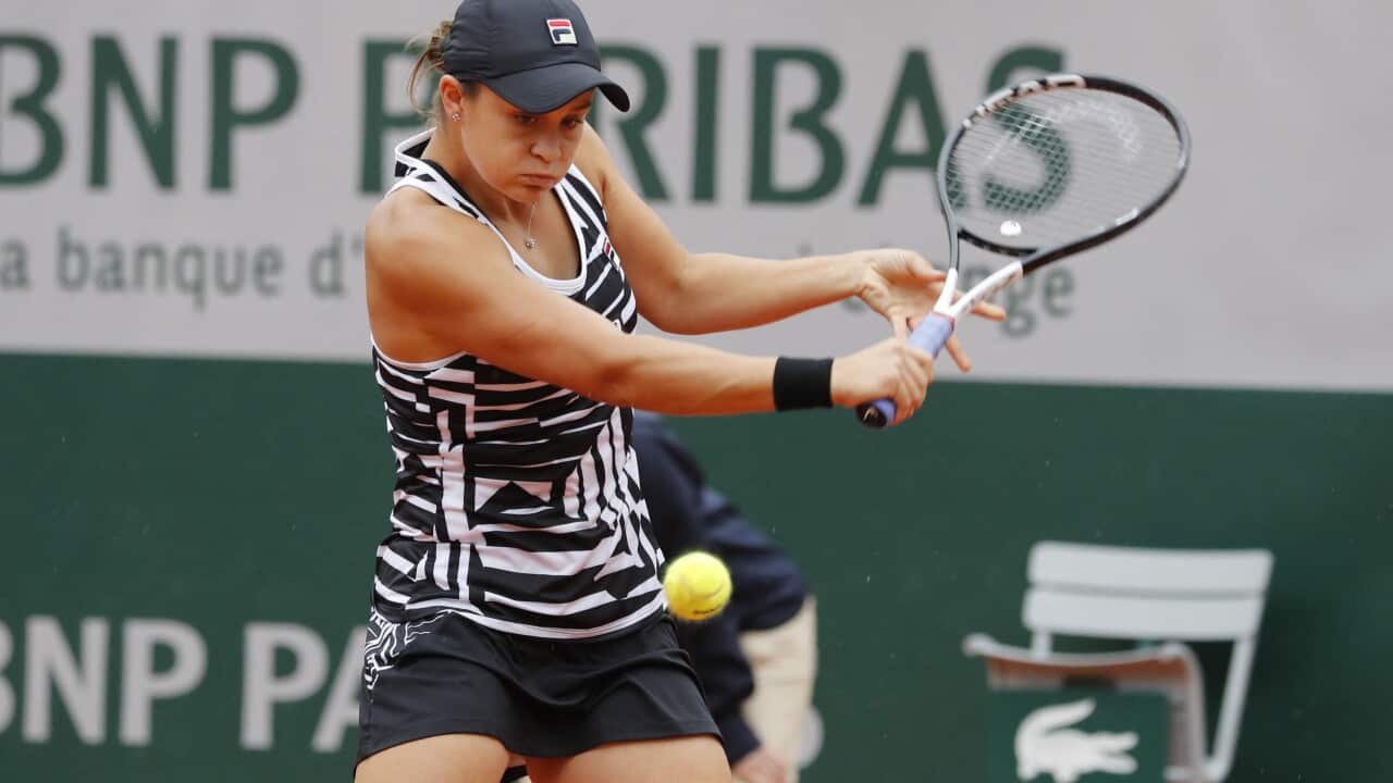 Australia's Ashleigh Barty playing in the1/8 of final of the 2019 BNP Paribas Tennis French Open, in the Roland-Garros Stadium, Paris, France, on June 3rd, 2019. Photo by Henri Szwarc/ABACAPRESS.COM.