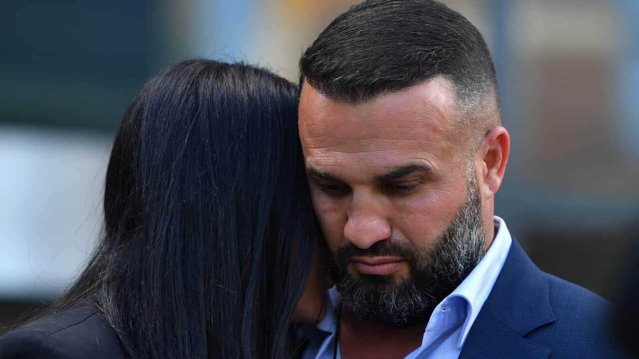 Leila and Danny Abdallah, who lost three children in the crash, are shown outside Parramatta District Court in Sydney on Friday, 9 April.