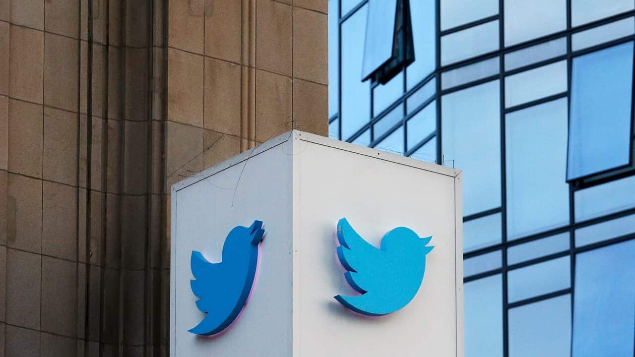Twitter signage outside of the company's headquarters in San Francisco