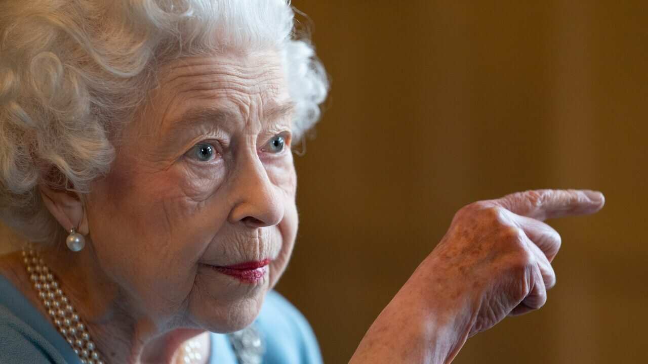 Queen Elizabeth II during a reception in the Ballroom of Sandringham House,