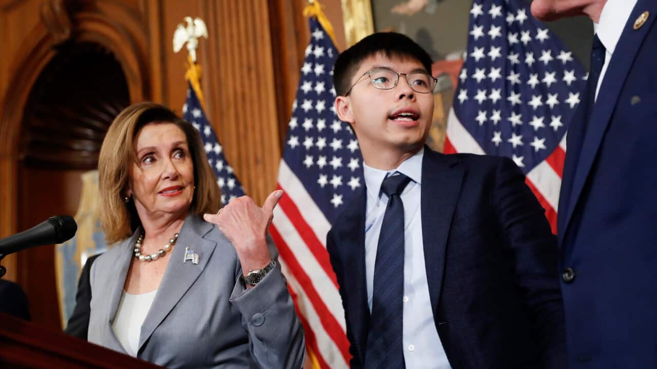 Nancy Pelosi and Joshua Wong in Washington