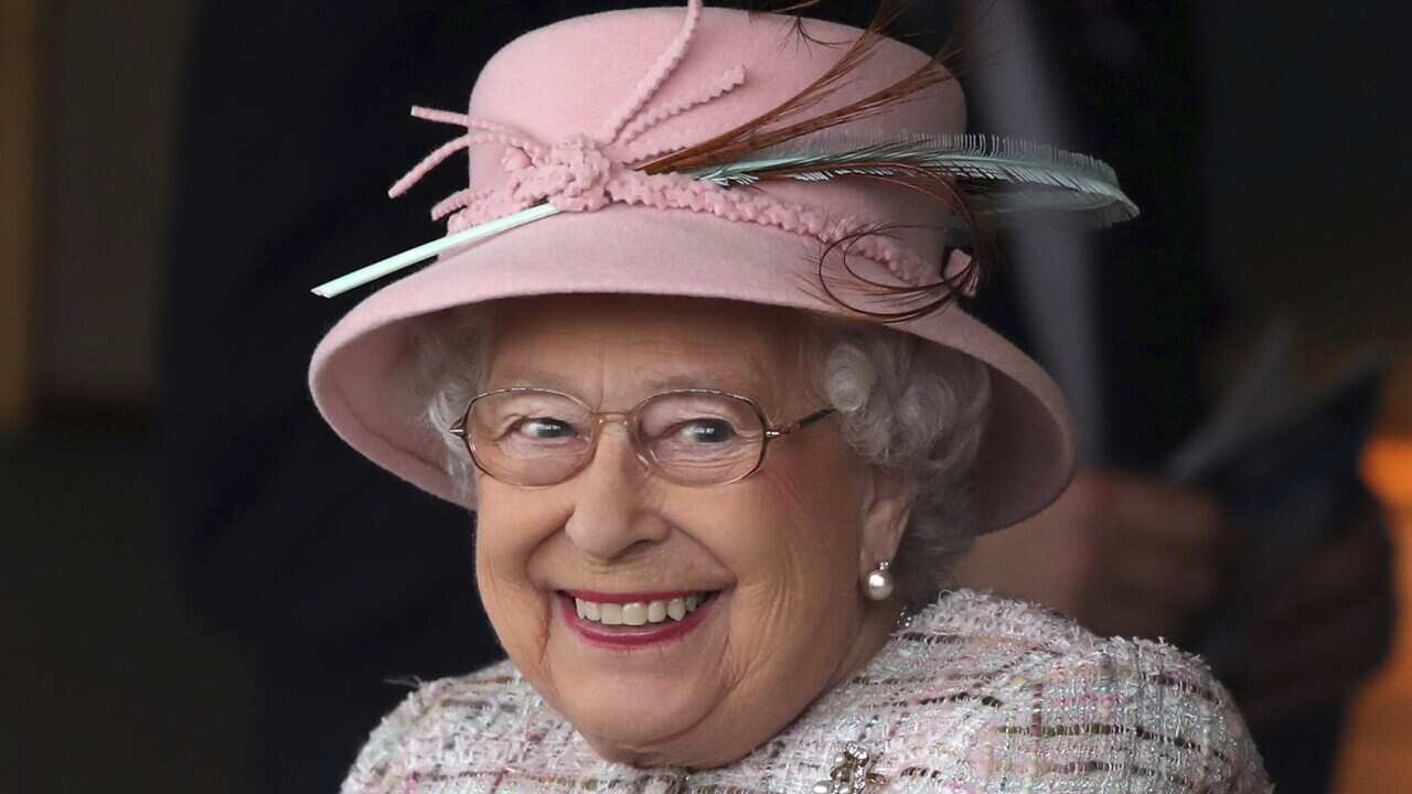Britain's Queen Elizabeth II smiles as she attend an event at Newbury Racecourse in Newbury England Friday April 21, 2017. The Queen celebrated her 91st birthday on Friday. (Andrew Matthews/PA via AP)