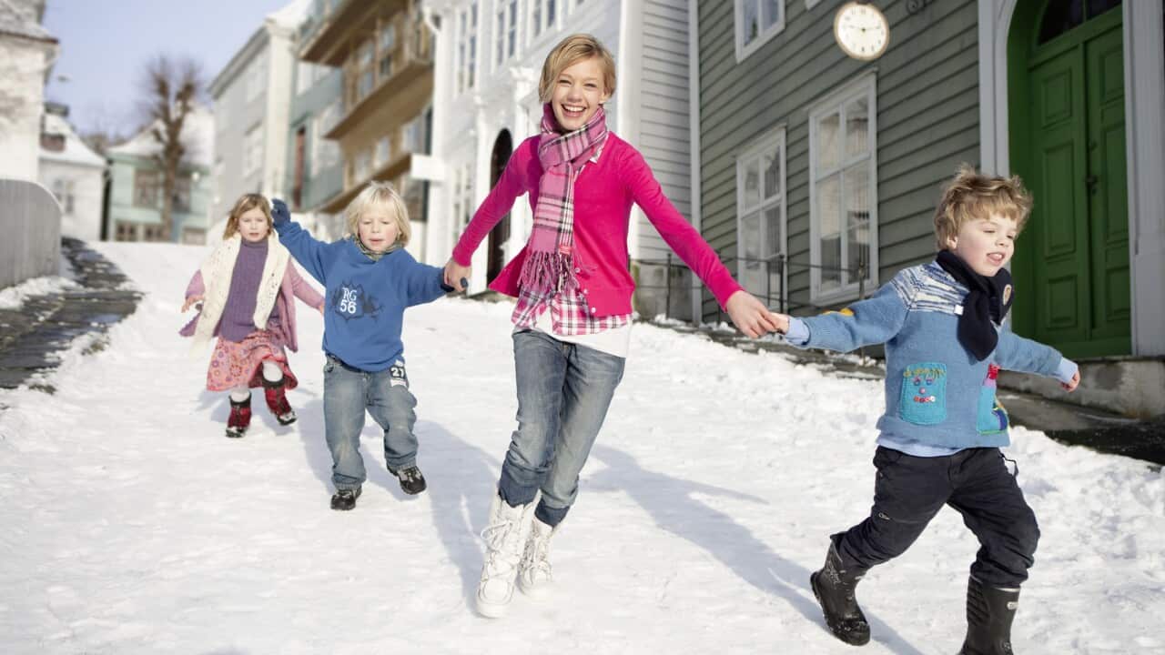 children running in the now in Norway