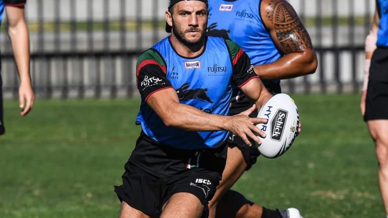 File image of Robbie Farah in action at a Rabbitohs training session.