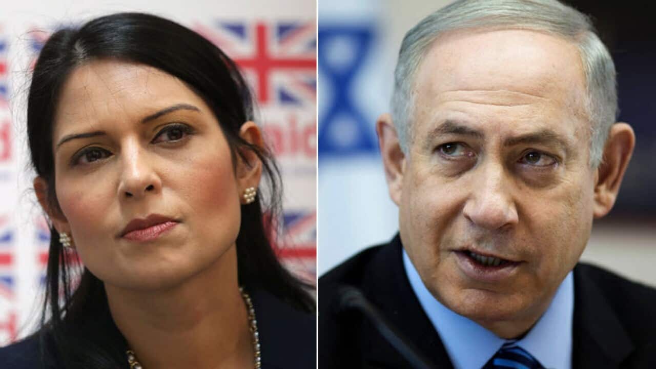 British aid minister Priti Patel (L) and Osraeli Prime Minister Benjamin Netanyahu