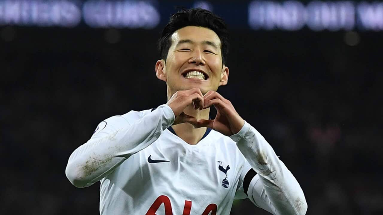 Korean sensation Song Heung-min playing for Tottenham Hostspur.