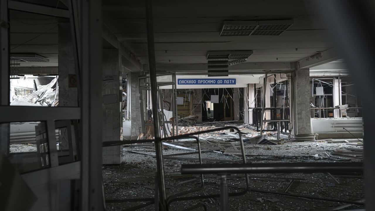 Pryazovskyi State Technical University building is seen damaged by shelling in Mariupol, Ukraine, Thursday, March 10, 2022. (AP Photo/Evgeniy Maloletka)