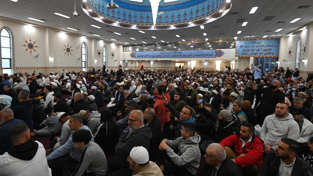 Worshippers at Lakemba Mosque in Sydney