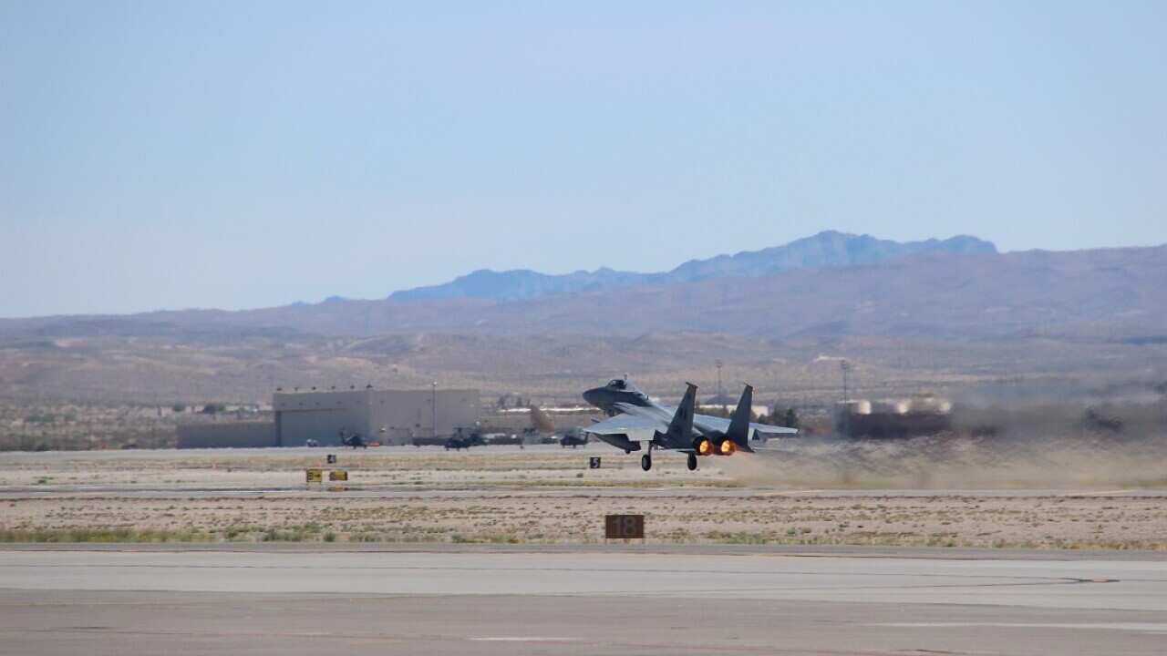 An Australian air force plane has reportedly caught fire during exercises at the Nellis Air Force Base in Nevada.